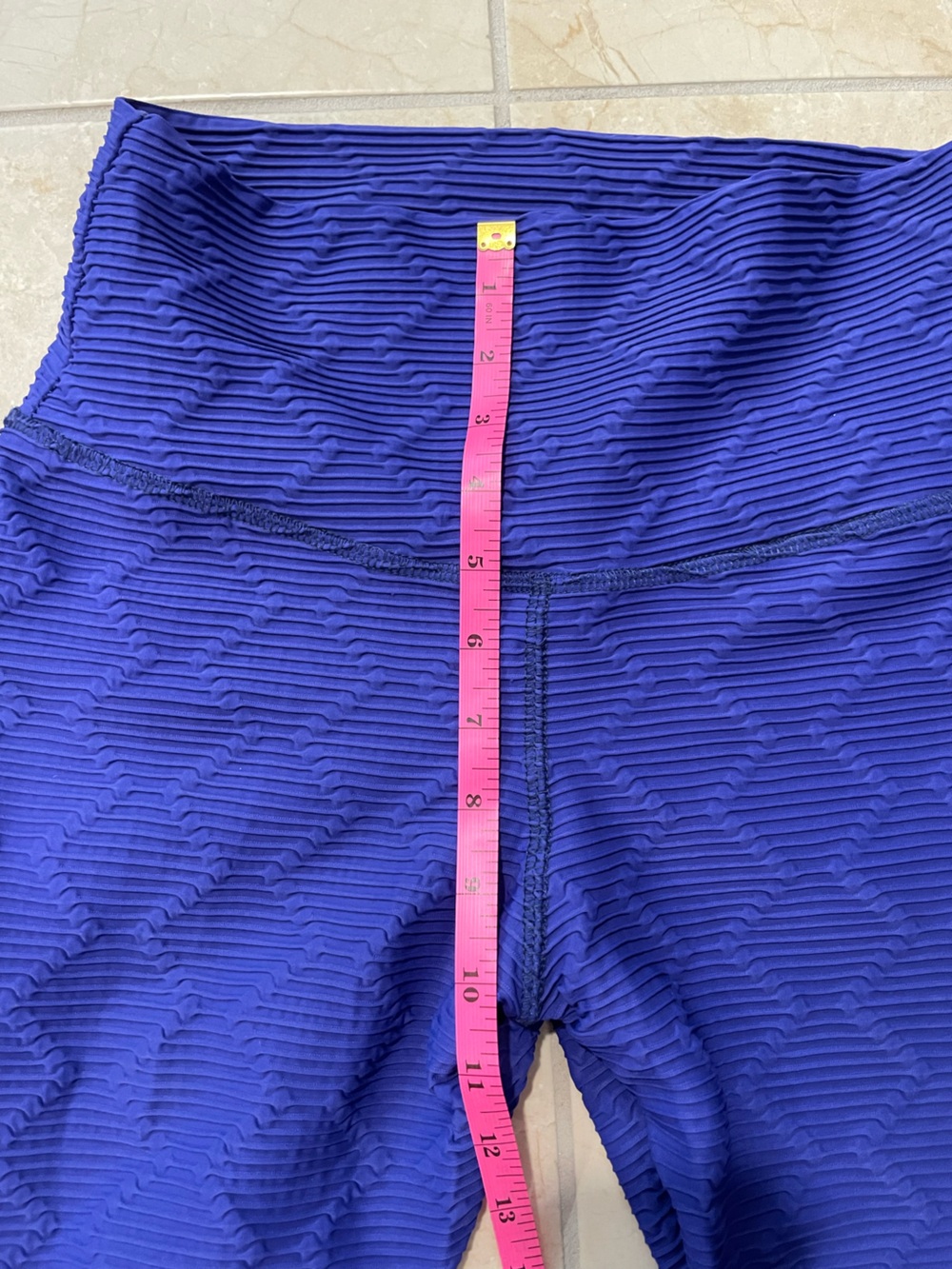 Abs2B Push Up Leggings w/ Diamond Shape Texture, Electric Blue with Scrunch Butt - Picture 8 of 12